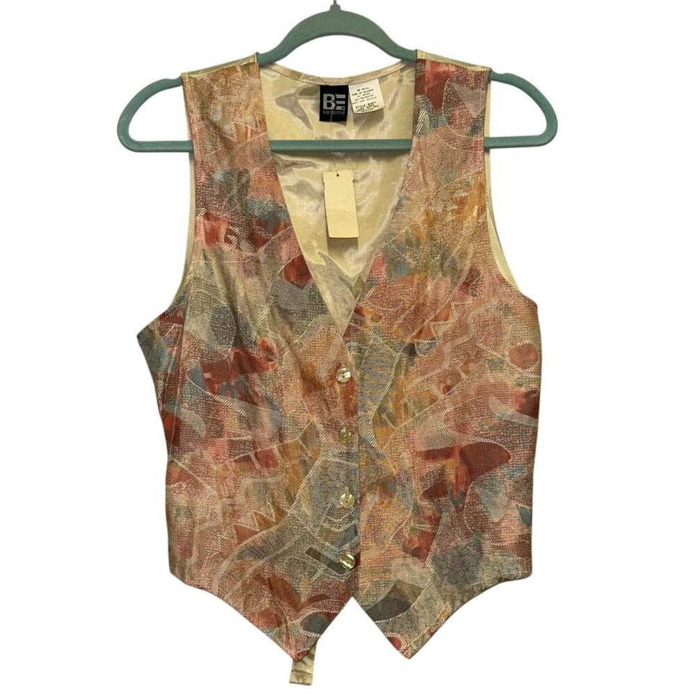 Vintage NWT Abstract Tapestry Button Front Vest Made USA Medium